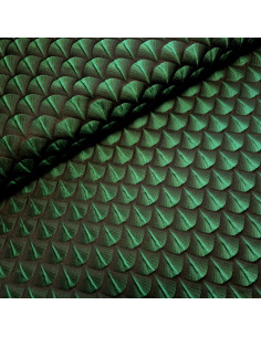 Tissu, Jacquard Éventails, Vert, Laize 150 cm, 100% Polyester 215g/m²