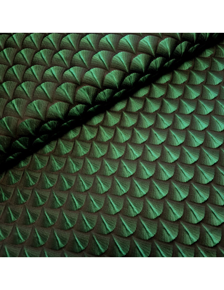Tissu jacquard, éventails, vert