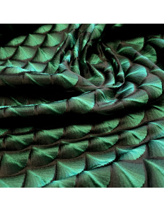Tissu jacquard, éventails, vert 2