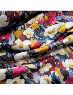 Tissu, Jacquard Fleurs et Lurex, Multicolore, Laize 150 cm, 100% Polyester 376.5g/ml 2