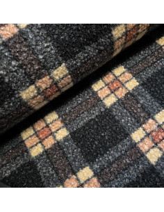 Lainage bouclette carreaux, gris rose