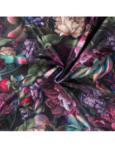Velours imprimé digital, fleurs