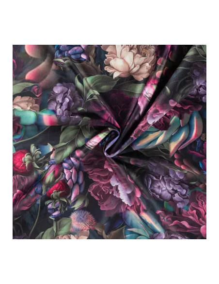 Velours imprimé digital, fleurs