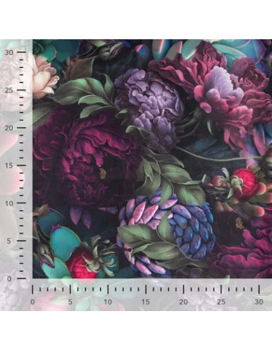 Velours imprimé digital, fleurs