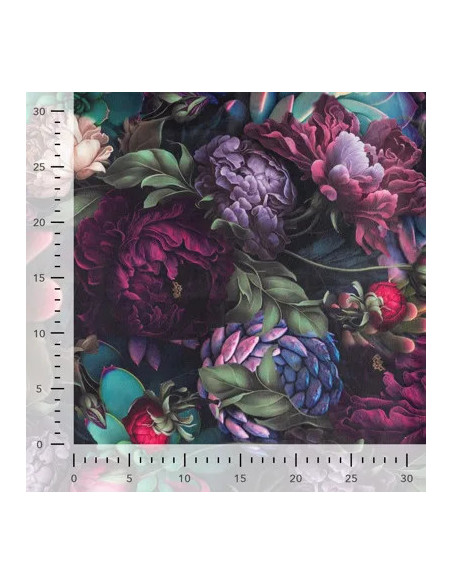 Velours imprimé digital, fleurs