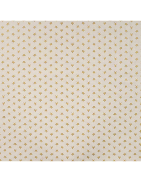 Tissu, Coton de Noël Étoiles, Écru et Doré, Laize 145 cm, 100% Coton
