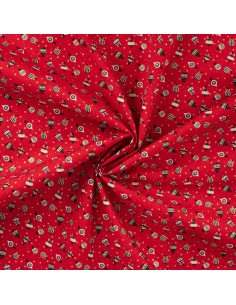 Coton de noël, ornements, rouge 2