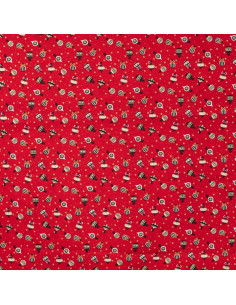 Coton de noël, ornements, rouge