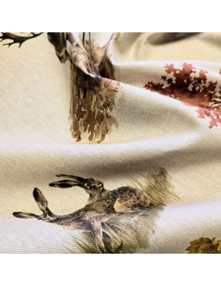 Tissu, Demi-natté Motif Chasse, Multicolore, Laize 140 cm, Coton Polyester 200g/m²