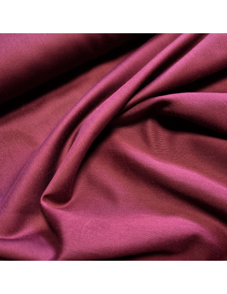 Tissu, Toile Polycoton Unie, Bordeaux, Laize 160 cm, 40% Polyester 60% Coton