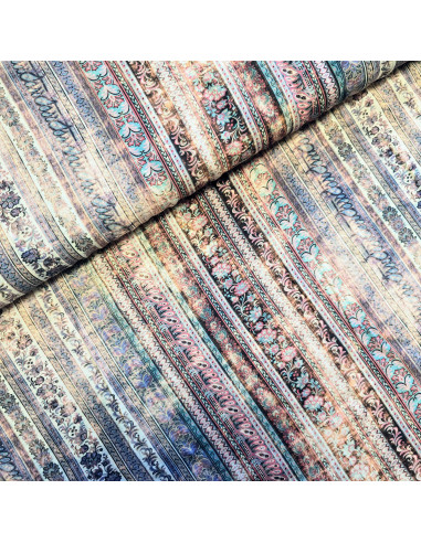 Tissu, Viscose Imprimée Motifs Graphiques Alignés, Laize 145 cm, 100% Viscose 156g/m²