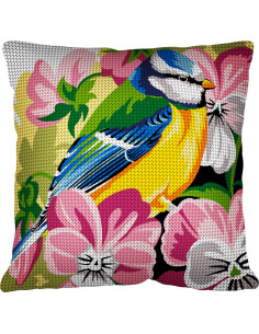 Kit coussin : 50x50 : N18 - mésange bleue kit - coussin