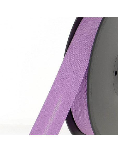 Biais tout textile, polycoton, 20mm, mauve