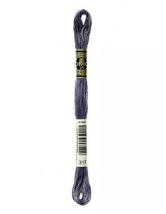 Fil à broder, Mouliné Spécial DMC Art 117, 100% Coton à longues fibres, double mercerisation, 8 m, Acier métallisé (317)