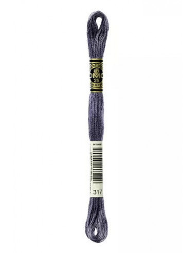 Fil à broder, Mouliné Spécial DMC Art 117, 100% Coton à longues fibres, double mercerisation, 8 m, Acier métallisé (317)