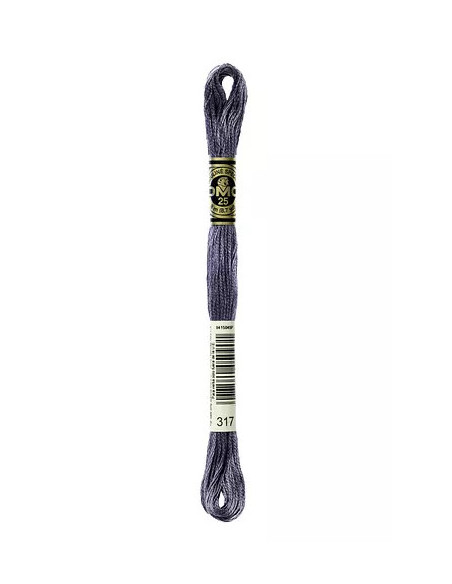 Fil à broder, Mouliné Spécial DMC Art 117, 100% Coton à longues fibres, double mercerisation, 8 m, Acier métallisé (317)