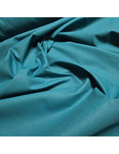 Tissu, Cretonne de Coton Unie, Bleu Pétrole, Laize 150 cm, 100% Coton 150g/m²