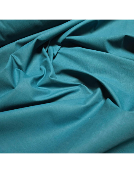 Tissu, Cretonne de Coton Unie, Bleu Pétrole, Laize 150 cm, 100% Coton 150g/m²