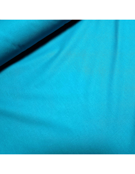 Tissu, Cretonne de Coton Unie, Bleu Turquoise, Laize 150 cm, 100% Coton 150g/m²