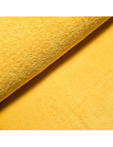 Tissu, Éponge de Coton Uni, Jaune Soleil, Laize 140 cm, 100% Coton
