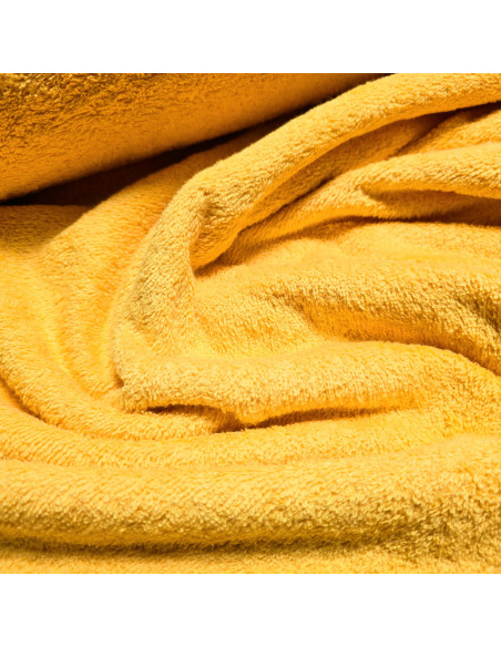 Tissu, Éponge de Coton Uni, Jaune Soleil, Laize 140 cm, 100% Coton