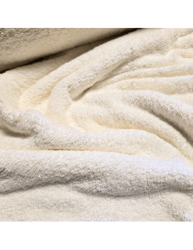 Tissu, Éponge Uni, Écru, Laize 140 cm, 100% Coton