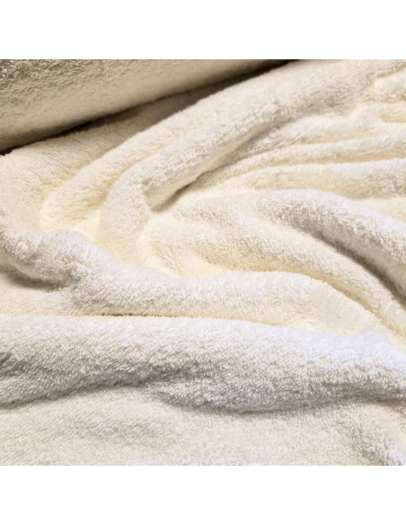 Tissu, Éponge Uni, Écru, Laize 140 cm, 100% Coton