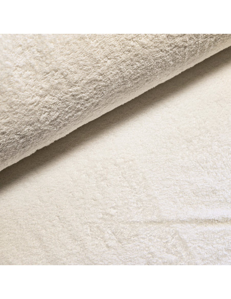 Tissu, Éponge Uni, Écru, Laize 140 cm, 100% Coton
