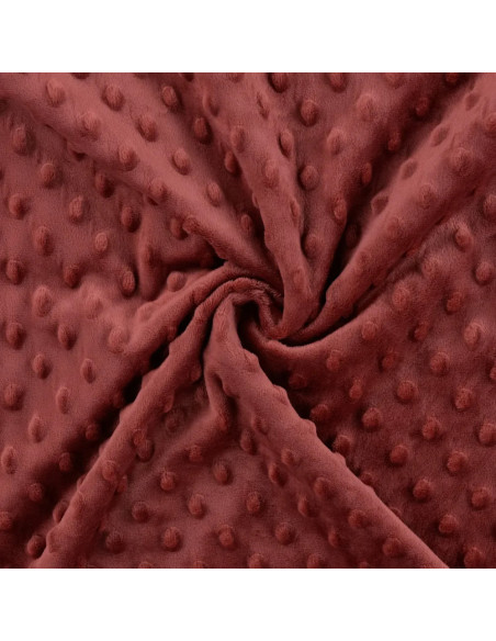 Tissu, Polaire Minky Pois Reliefs, Terracotta, Laize 150 cm, 100% Polyester 255g/m²