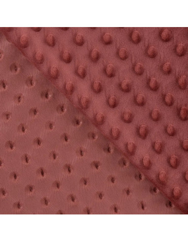 Tissu, Polaire Minky Pois Reliefs, Terracotta, Laize 150 cm, 100% Polyester 255g/m²