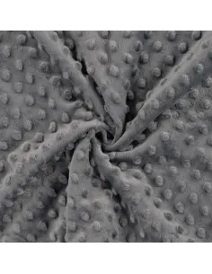 Tissu, Polaire Minky Pois Reliefs, Gris Moyen, Laize 150 cm, 100% Polyester