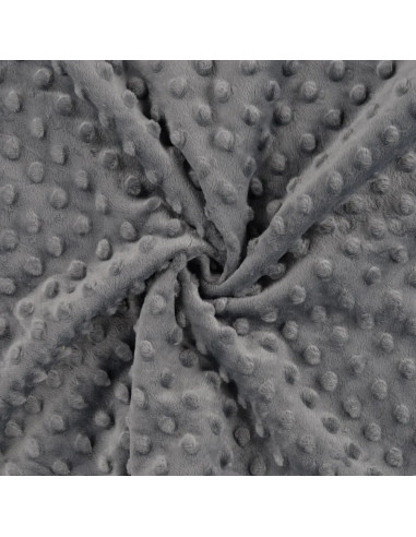 Tissu, Polaire Minky Pois Reliefs, Gris Moyen, Laize 150 cm, 100% Polyester