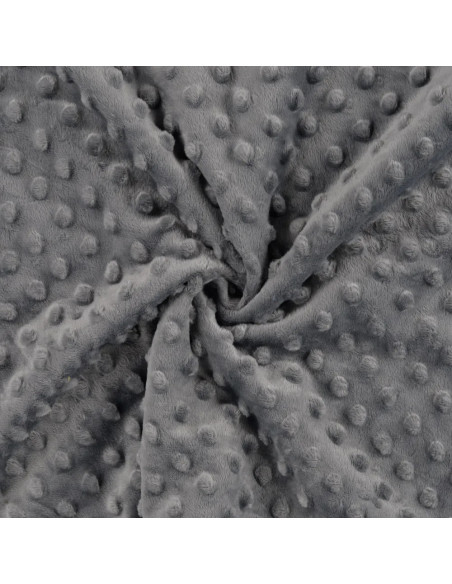Tissu, Polaire Minky Pois Reliefs, Gris Moyen, Laize 150 cm, 100% Polyester