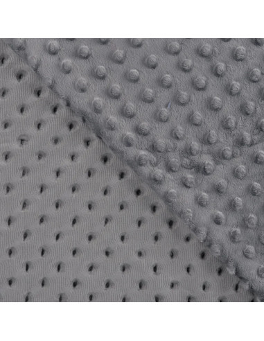 Tissu, Polaire Minky Pois Reliefs, Gris Moyen, Laize 150 cm, 100% Polyester
