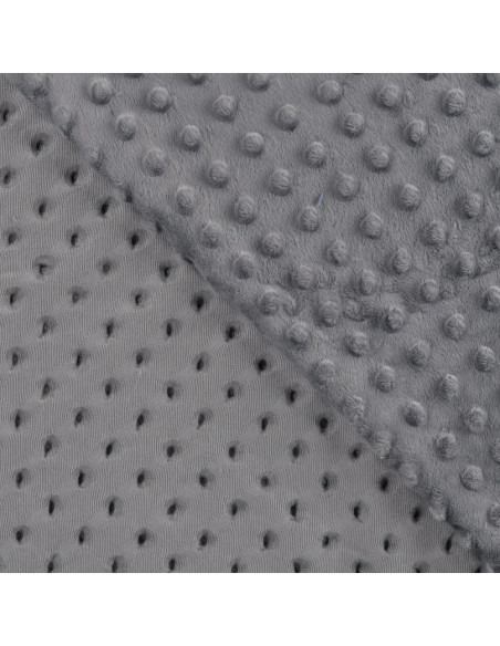 Tissu, Polaire Minky Pois Reliefs, Gris Moyen, Laize 150 cm, 100% Polyester