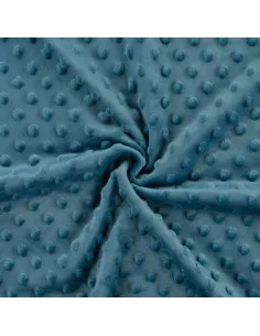 Tissu, Polaire Minky Pois Reliefs, Bleu Pétrole, Laize 150 cm, 100% Polyester
