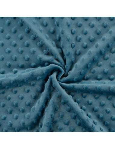 Tissu, Polaire Minky Pois Reliefs, Bleu Pétrole, Laize 150 cm, 100% Polyester
