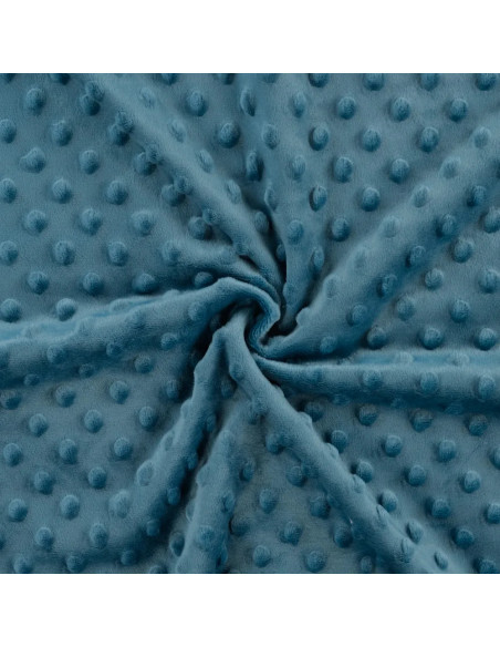 Tissu, Polaire Minky Pois Reliefs, Bleu Pétrole, Laize 150 cm, 100% Polyester