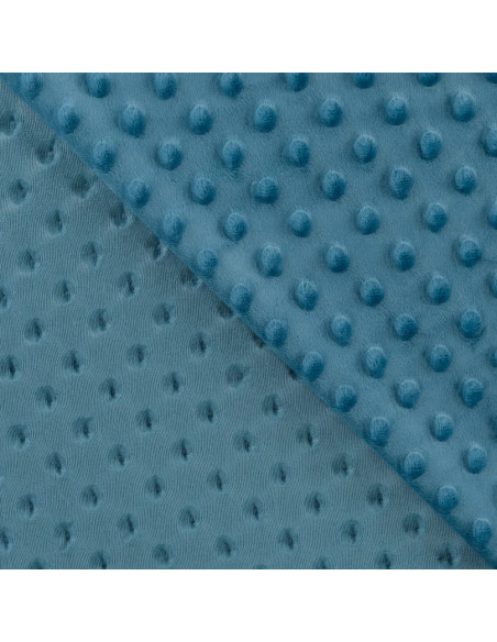 Tissu, Polaire Minky Pois Reliefs, Bleu Pétrole, Laize 150 cm, 100% Polyester