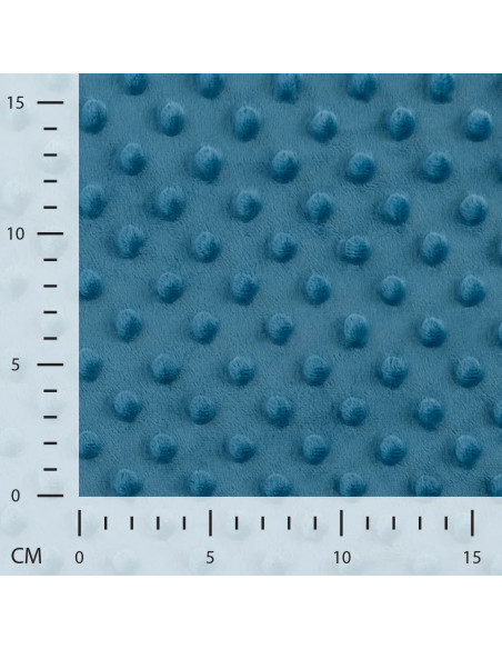 Tissu, Polaire Minky Pois Reliefs, Bleu Pétrole, Laize 150 cm, 100% Polyester