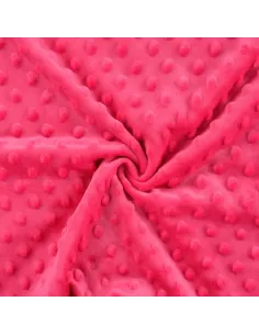 Tissu, Polaire Minky Pois Reliefs, Rose Fuchsia, Laize 150 cm, 100% Polyester 255g/m²