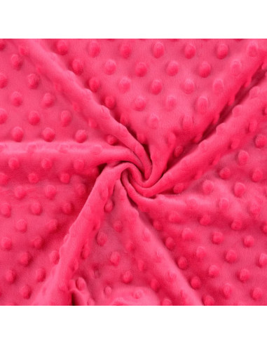 Tissu, Polaire Minky Pois Reliefs, Rose Fuchsia, Laize 150 cm, 100% Polyester 255g/m²