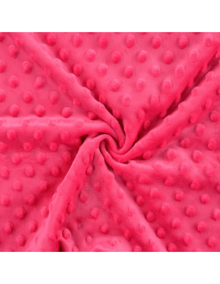Tissu, Polaire Minky Pois Reliefs, Rose Fuchsia, Laize 150 cm, 100% Polyester 255g/m²