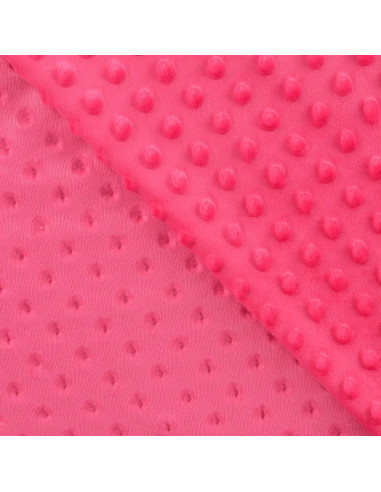 Tissu, Polaire Minky Pois Reliefs, Rose Fuchsia, Laize 150 cm, 100% Polyester 255g/m²