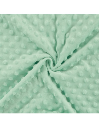 Tissu, Polaire Minky Pois Reliefs, Vert d'eau, Laize 150 cm, 100% Polyester