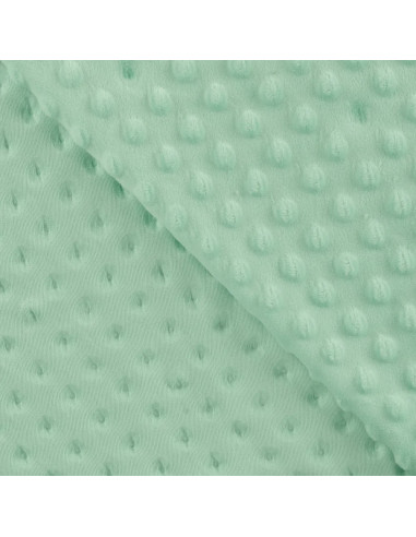 Tissu, Polaire Minky Pois Reliefs, Vert d'eau, Laize 150 cm, 100% Polyester