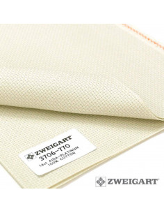 Toile à broder Aïda, coupon 48x53cm, 5,4 fils/cm, écru 2