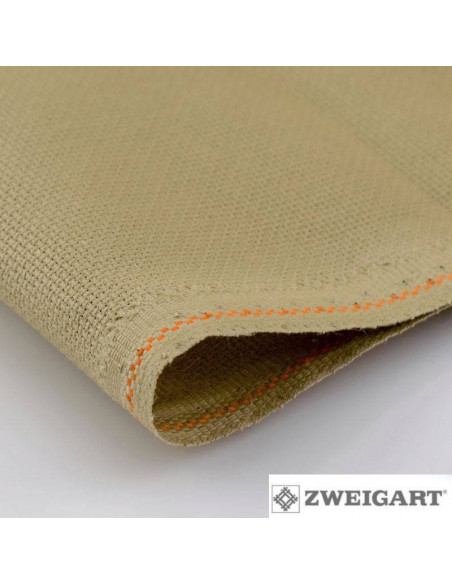 Tissu, Toile à Broder Aïda, Sable, Coupon 48x53cm, 7 fils/cm Coton