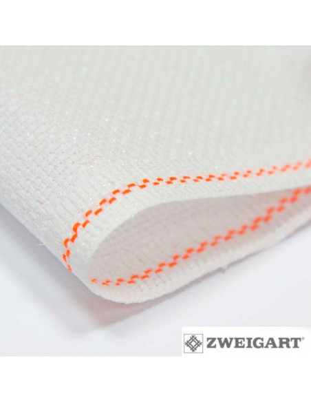 Toile à broder Aïda, coupon 48x53cm, 5,4 fils/cm, blanc irisé