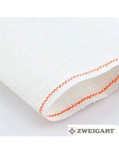 Toile à broder Belfast, lin, coupon 48x53cm, 12,6 fils/cm, blanc cassé